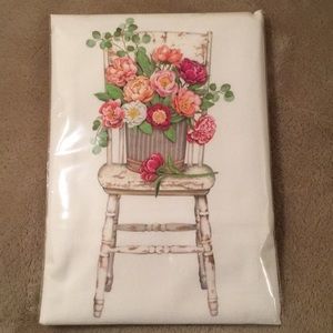Roses In Chair Kitchen Towel NWT Cotton 30X30”